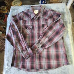 Vintage Cowboy Up Brand 2XL pearl snap long sleeve button up shirt. Western Wear